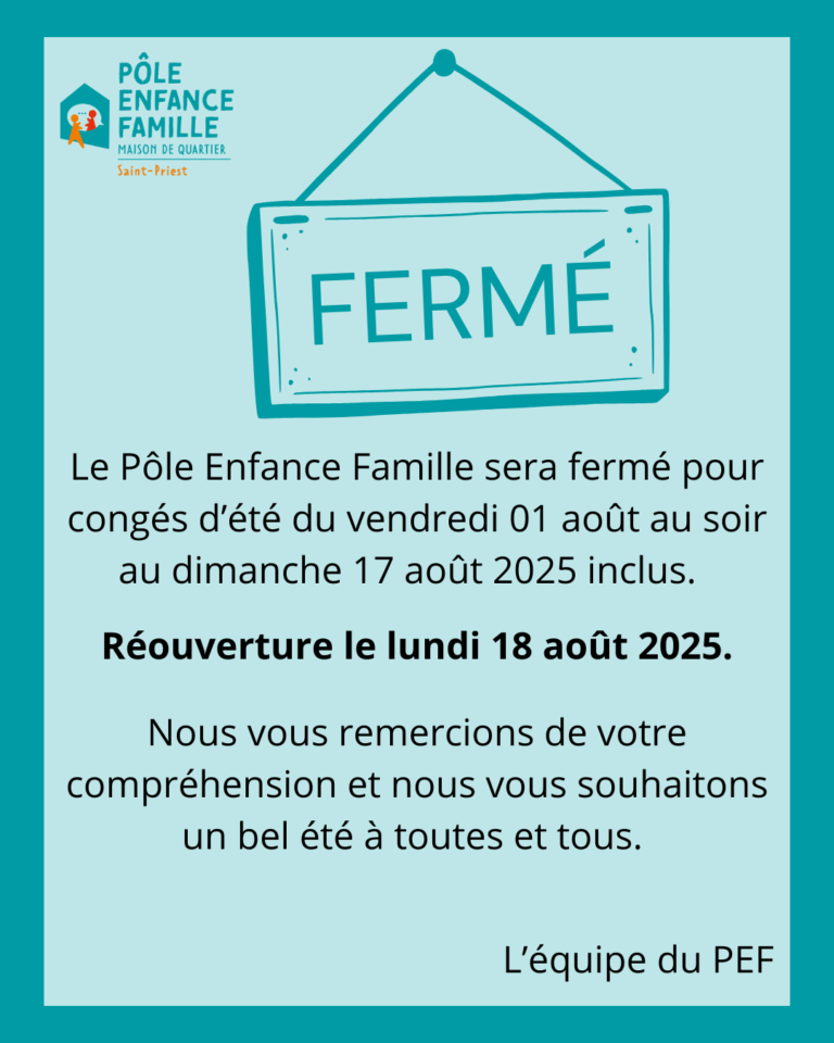 Dates de fermeture du PEF pour congés d'été